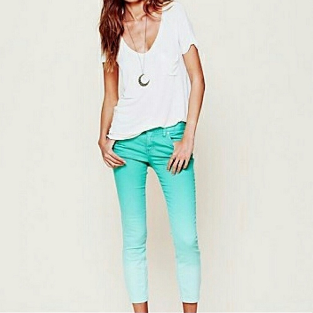 Free People Dip Dye Ombré Skinny Crop Jeans 27